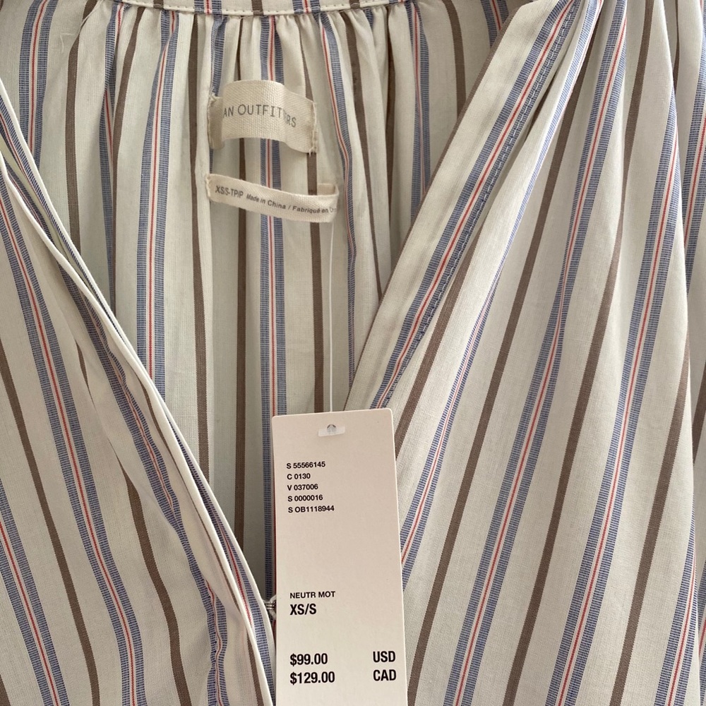 Chic Balloon Sleeve Striped Dress Oversized